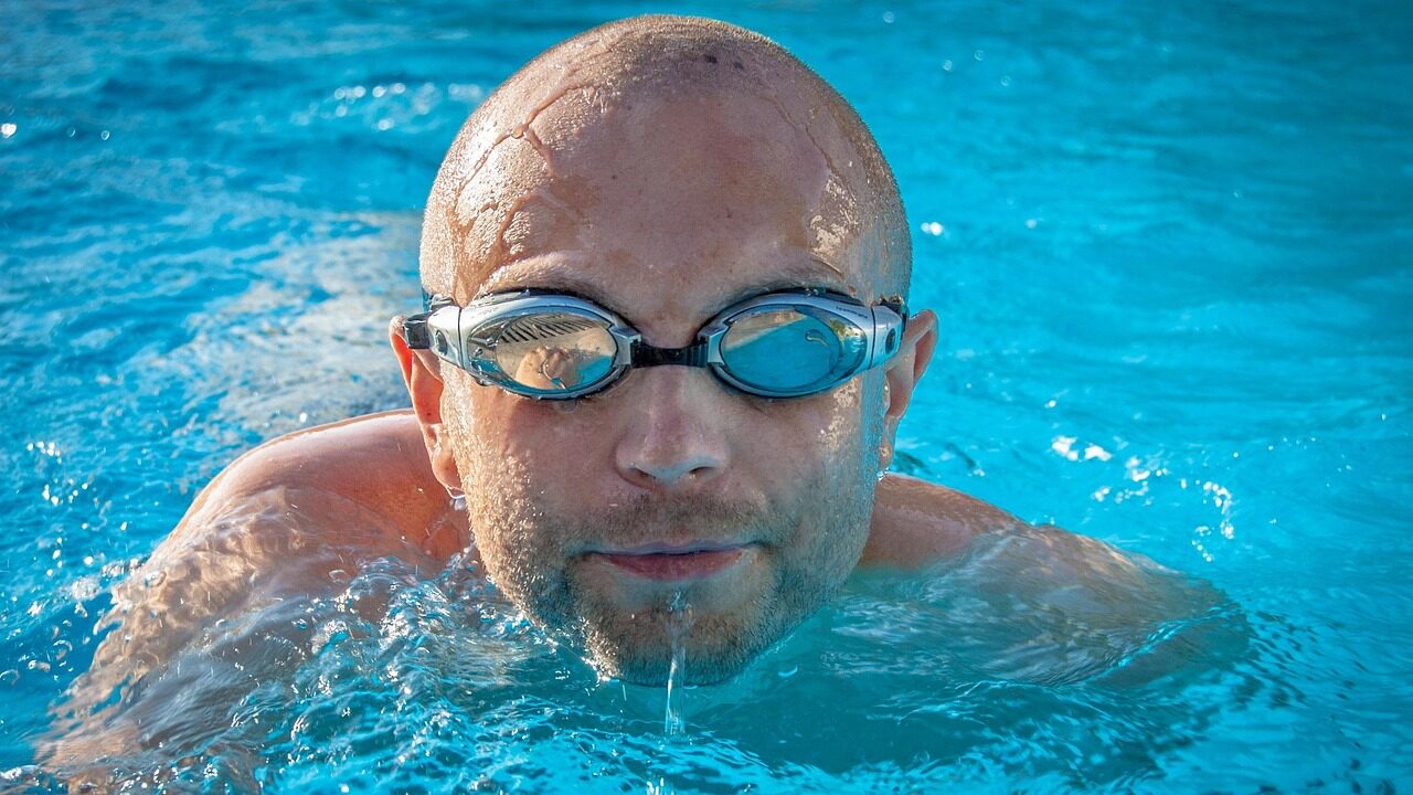 man, swimmer, pool, swimming pool, nature, water, swim, sports, goggles, male, guy